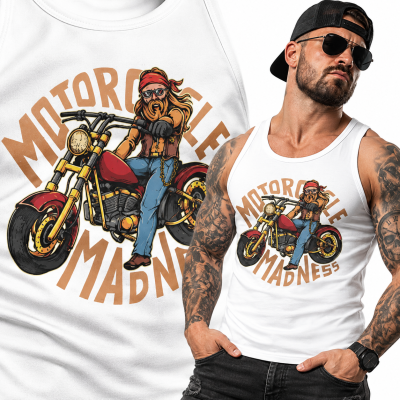 TANK TOP ŚMIESZNY  MOTORYZACYJNE MOTORCYCLE MADNESS